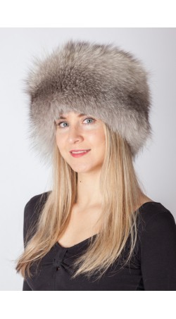 Dark grey fox fur hat